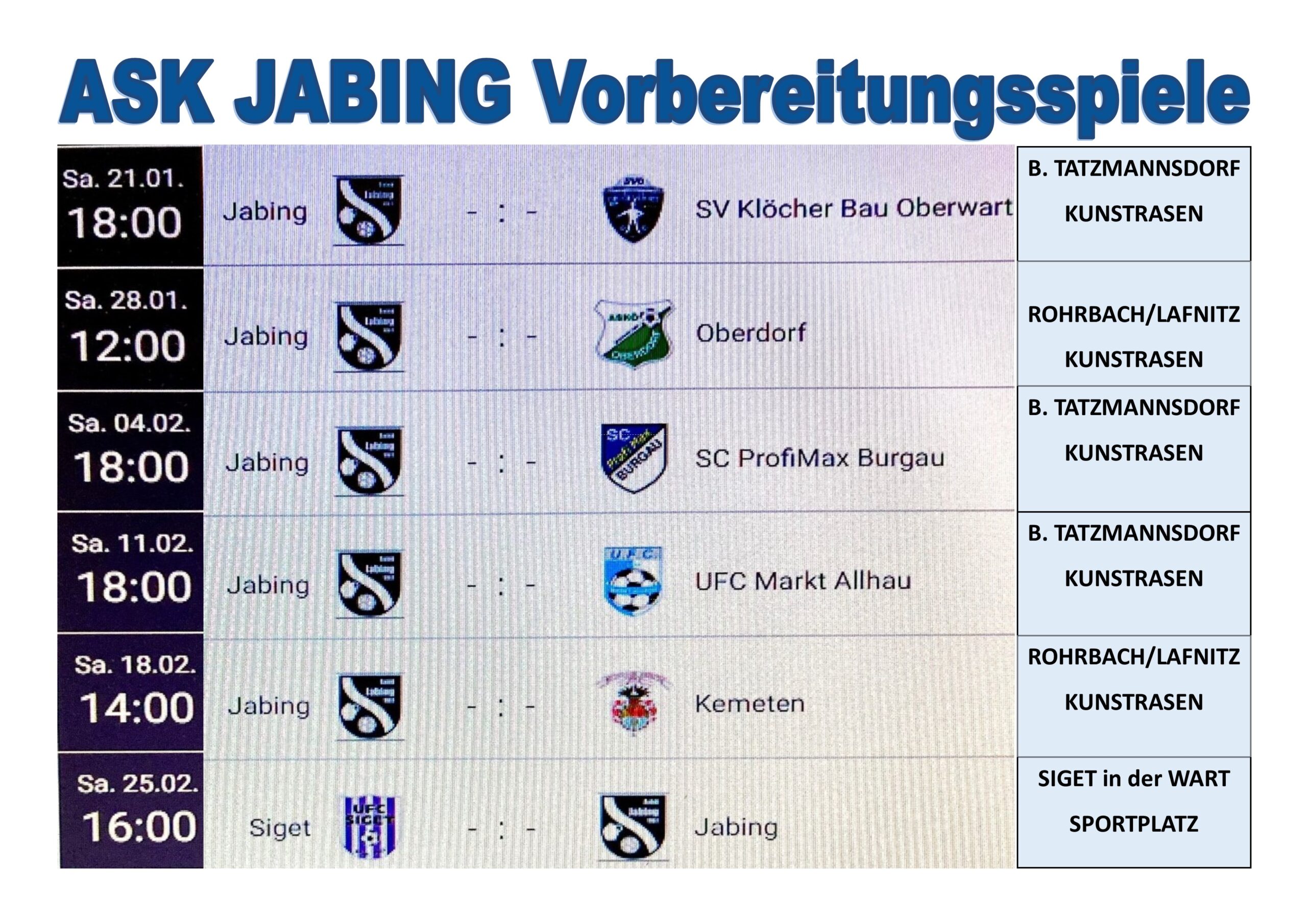 You are currently viewing ASK Jabing: Die Vorbereitungsspiele !